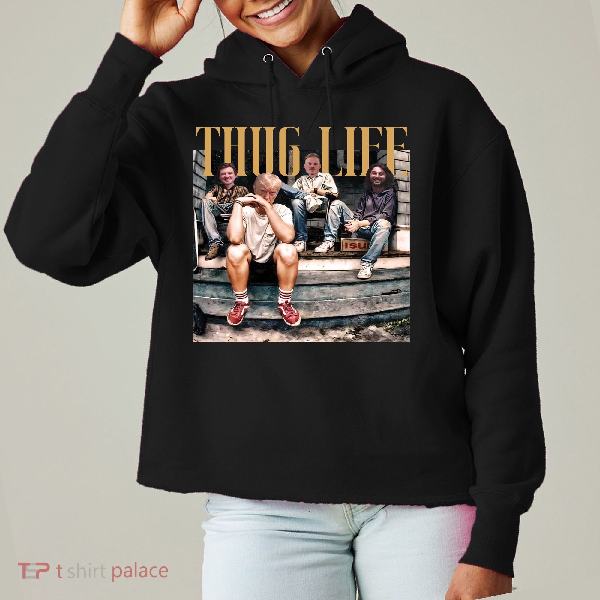 Cool Donald Trump Thug Life Ladies Heavyweight Boxy Pullover Hoodie