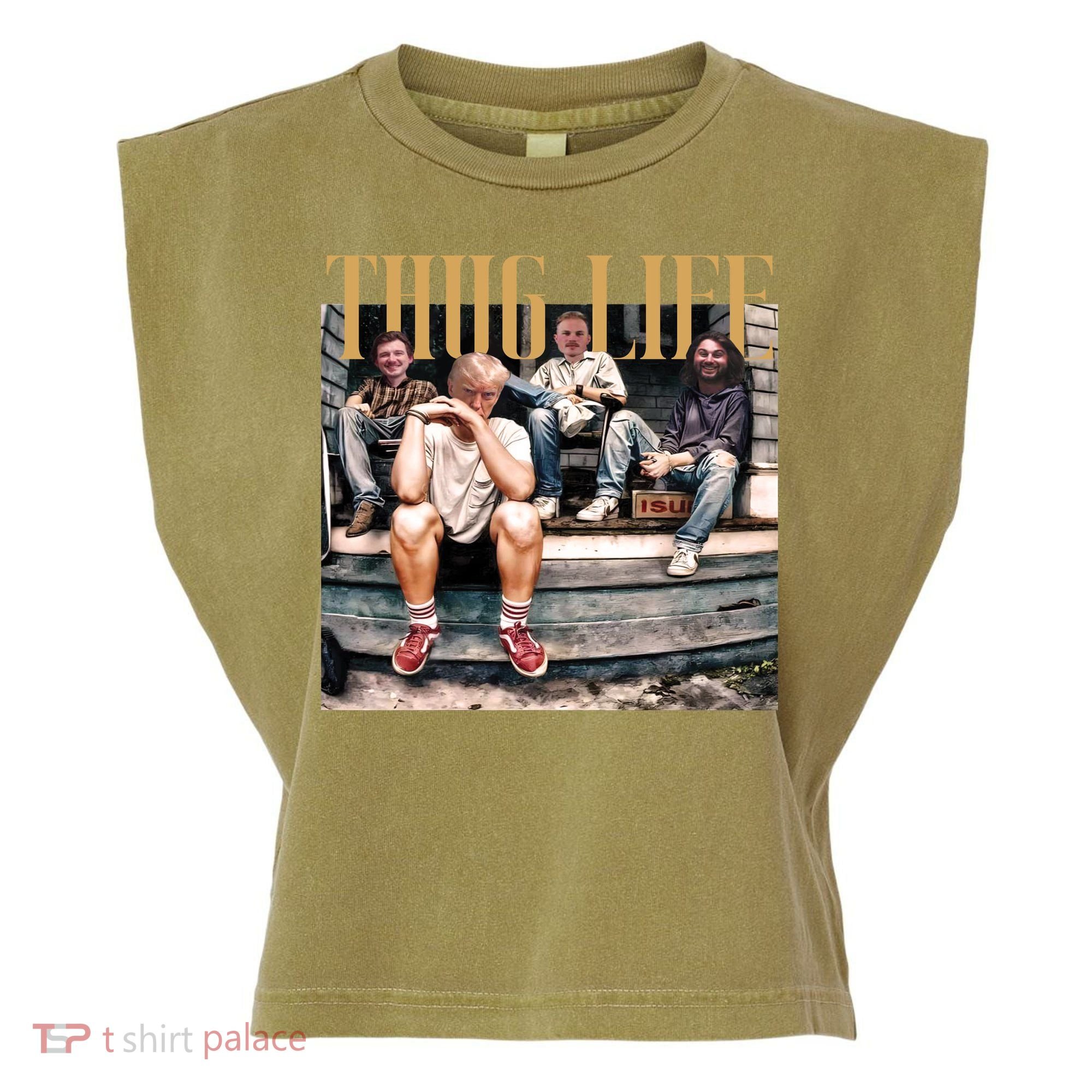 Cool Donald Trump Thug Life Garment-Dyed Women's Muscle Tee