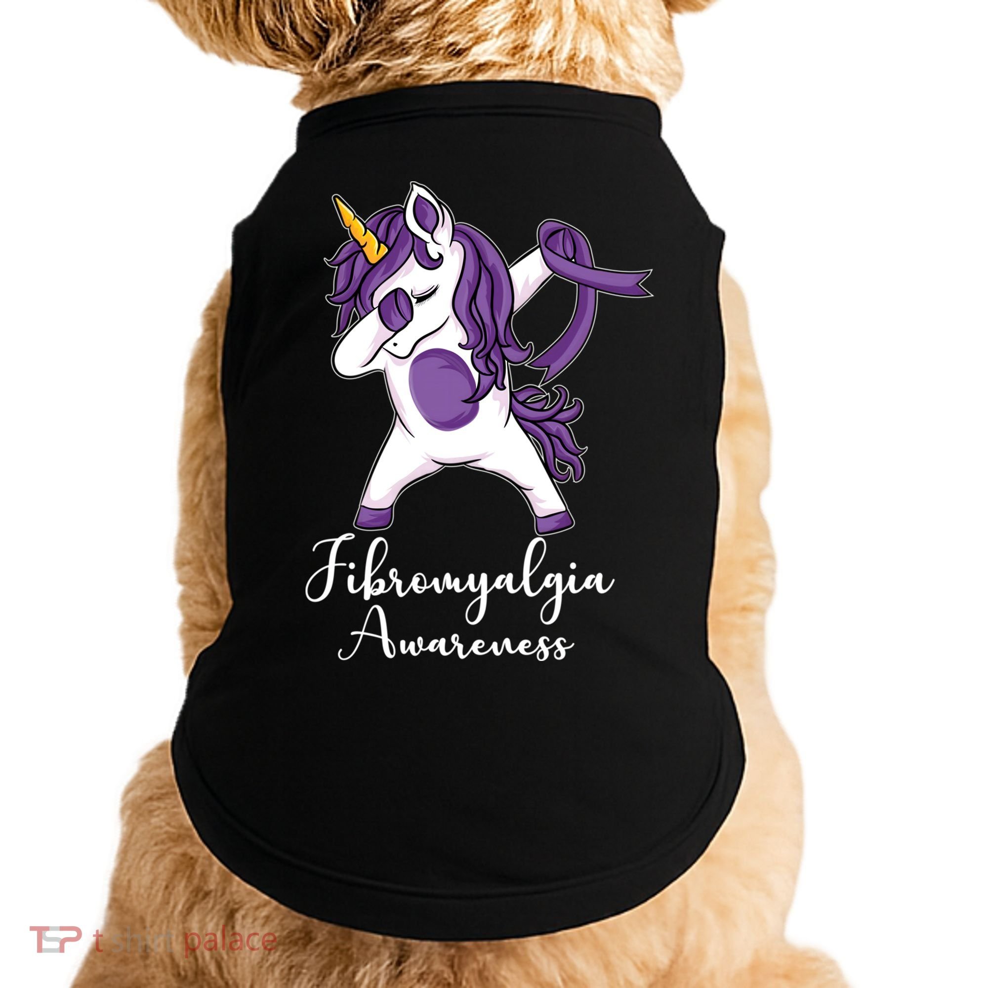 Cute Dabbing Unicorn Purple Ribbon Fibromyalgia Awareness Gift Doggie Tank