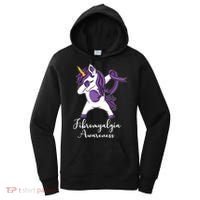 Cute Dabbing Unicorn Purple Ribbon Fibromyalgia Awareness Gift Women's Hoodie thumb 0