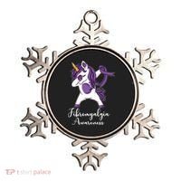 Cute Dabbing Unicorn Purple Ribbon Fibromyalgia Awareness Gift Ornament thumb 0