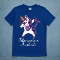 Cute Dabbing Unicorn Purple Ribbon Fibromyalgia Awareness Gift T-Shirt thumb 5