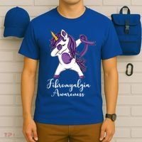 Cute Dabbing Unicorn Purple Ribbon Fibromyalgia Awareness Gift T-Shirt thumb 6