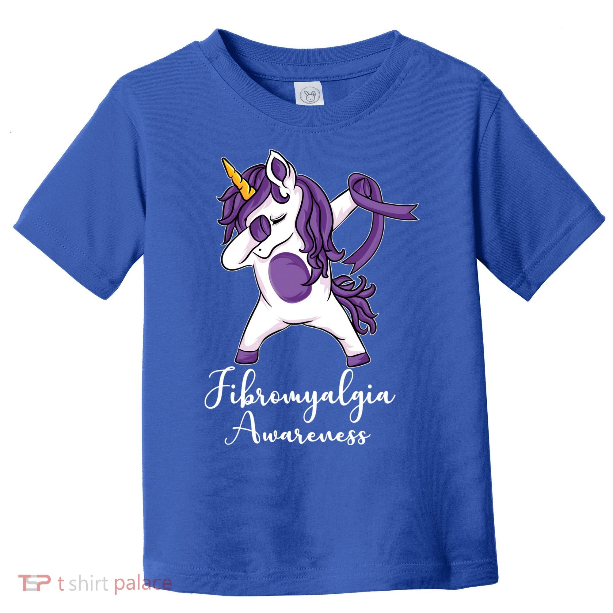 Cute Dabbing Unicorn Purple Ribbon Fibromyalgia Awareness Gift Toddler T-Shirt