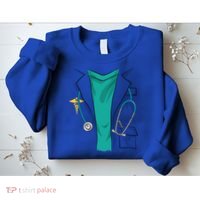 Cool Doctor Uniform Halloween Costume Funny Lazy Diy Gift Sweatshirt thumb 2