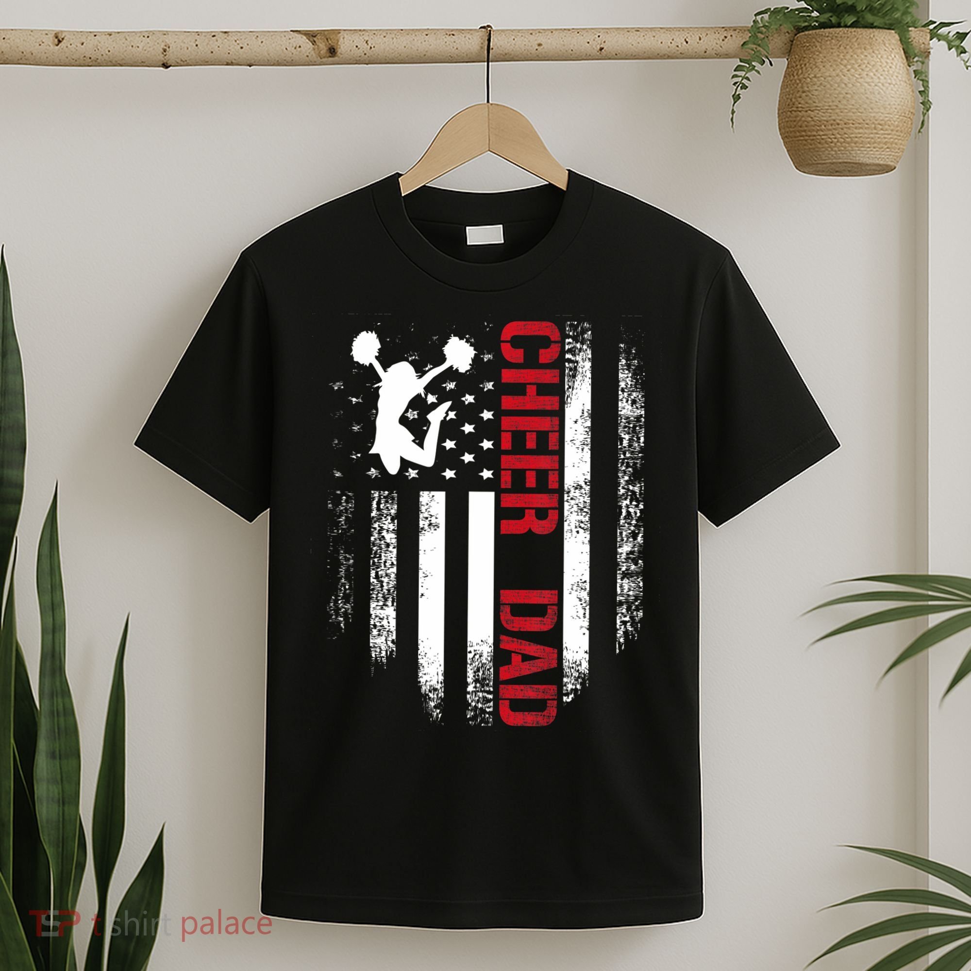 Cheer Dad Vintage American Flag T-Shirt