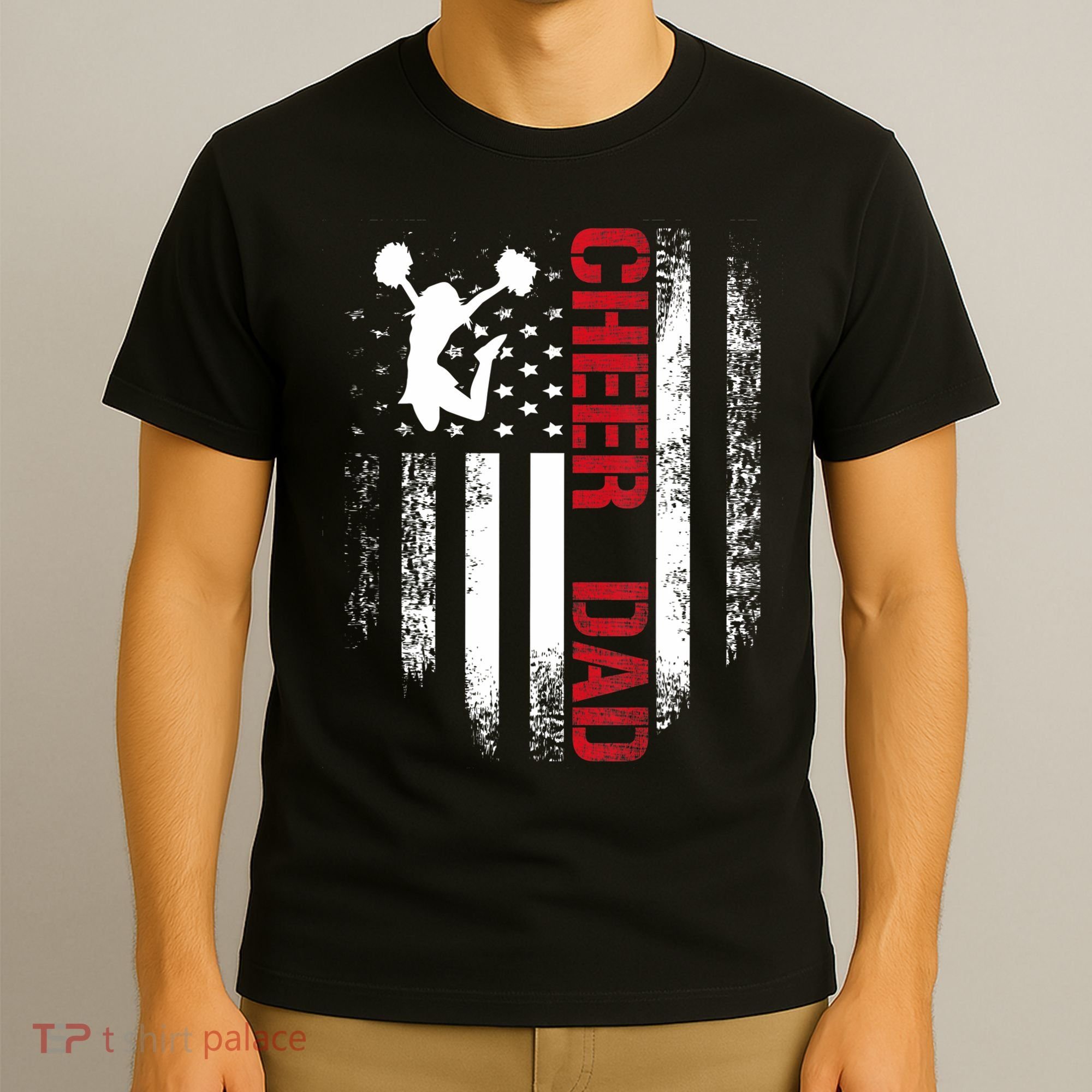 Cheer Dad Vintage American Flag T-Shirt