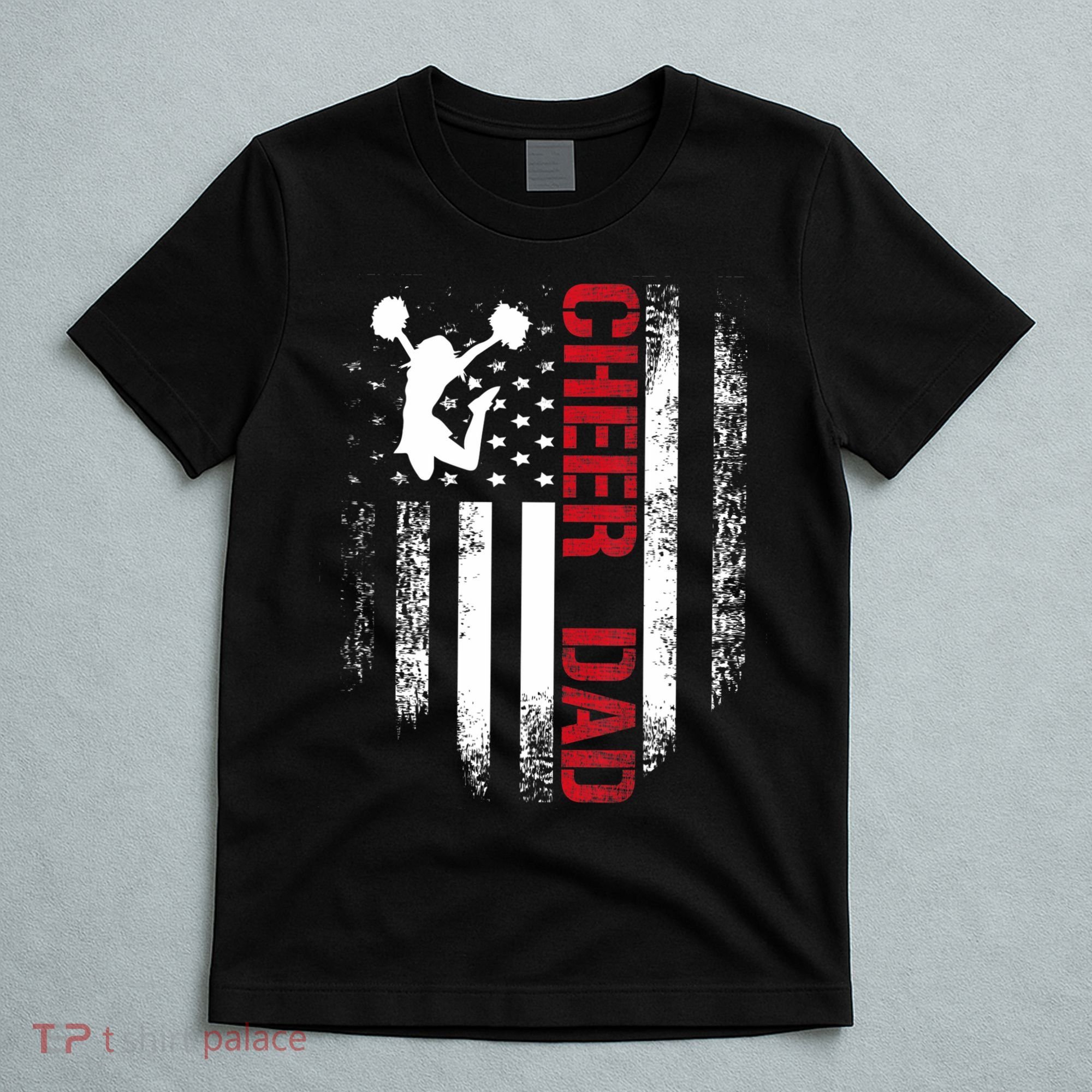 Cheer Dad Vintage American Flag T-Shirt