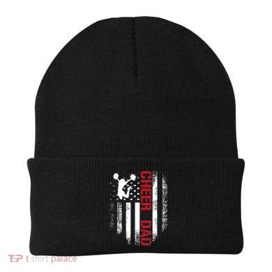 Cheer Dad Vintage American Flag Beanie