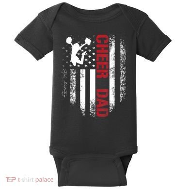 Cheer Dad Vintage American Flag Baby Bodysuit