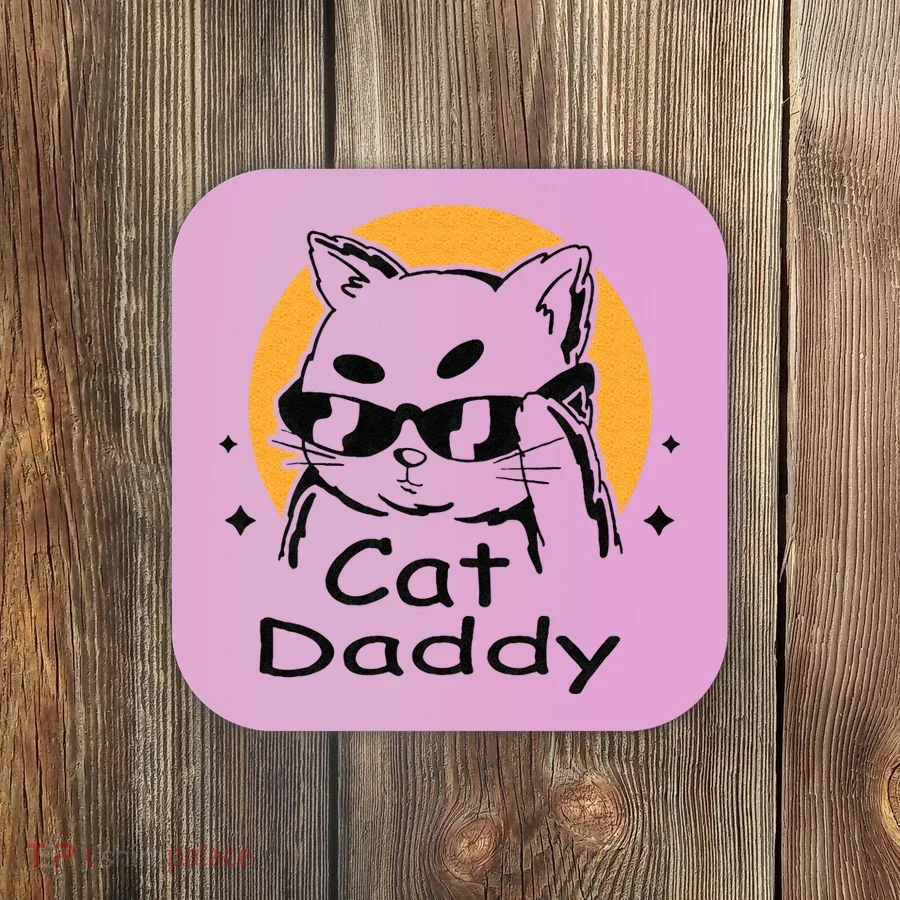Cat Daddy Vintage Eighties Style Cat Retro Distressed Coaster