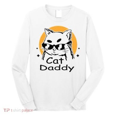 Cat Daddy Vintage Eighties Style Cat Retro Distressed Long Sleeve Shirt