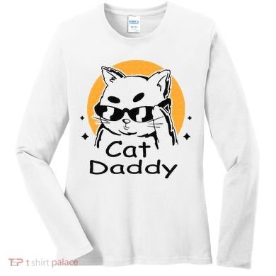 Cat Daddy Vintage Eighties Style Cat Retro Distressed Women's Long Sleeve Shirt