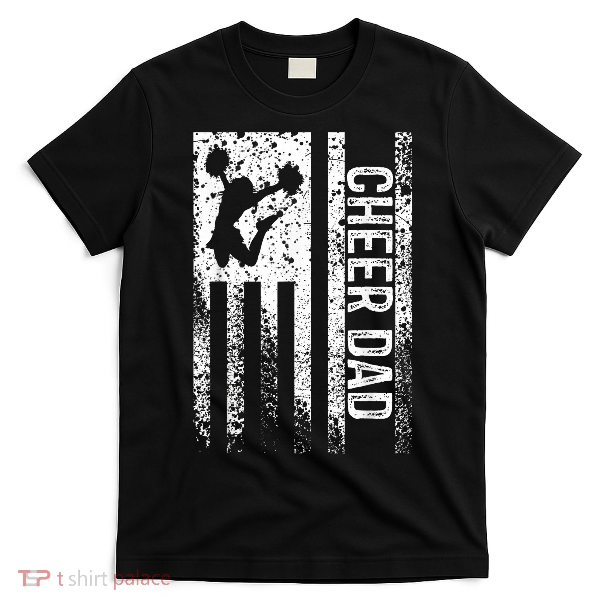  Cheer Dad Vintage American Flag Father Cheerleader Squad T-Shirt