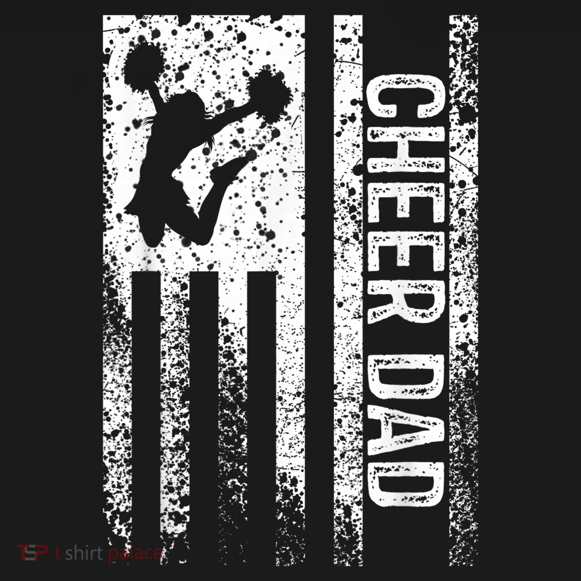  Cheer Dad Vintage American Flag Father Cheerleader Squad T-Shirt