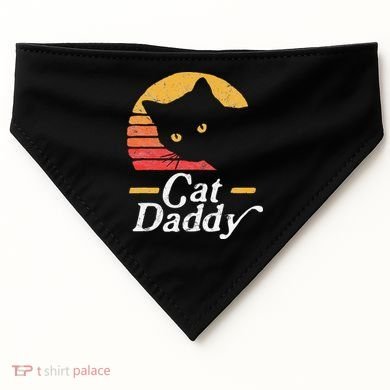 Cat Daddy Vintage Eighties Style Cat Retro Distressed USA-Made Doggie Bandana