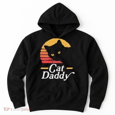 Cat Daddy Vintage Eighties Style Cat Retro Distressed Hoodie