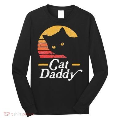 Cat Daddy Vintage Eighties Style Cat Retro Distressed Long Sleeve Shirt