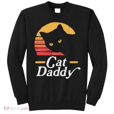 Cat Daddy Vintage Eighties Style Cat Retro Distressed Sweatshirt