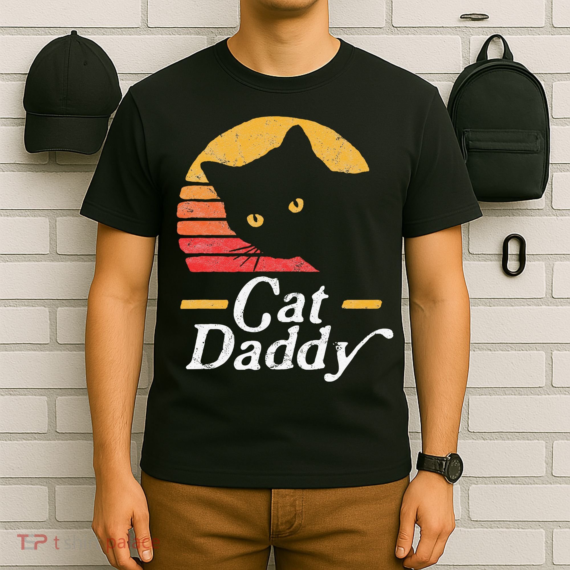 Cat Daddy Vintage Eighties Style Cat Retro Distressed T-Shirt