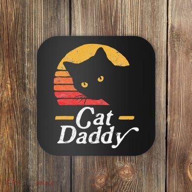 Cat Daddy Vintage Eighties Style Cat Retro Distressed Coaster