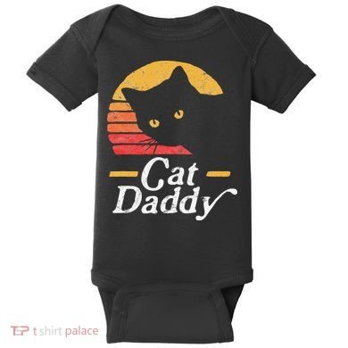 Cat Daddy Vintage Eighties Style Cat Retro Distressed Baby Bodysuit