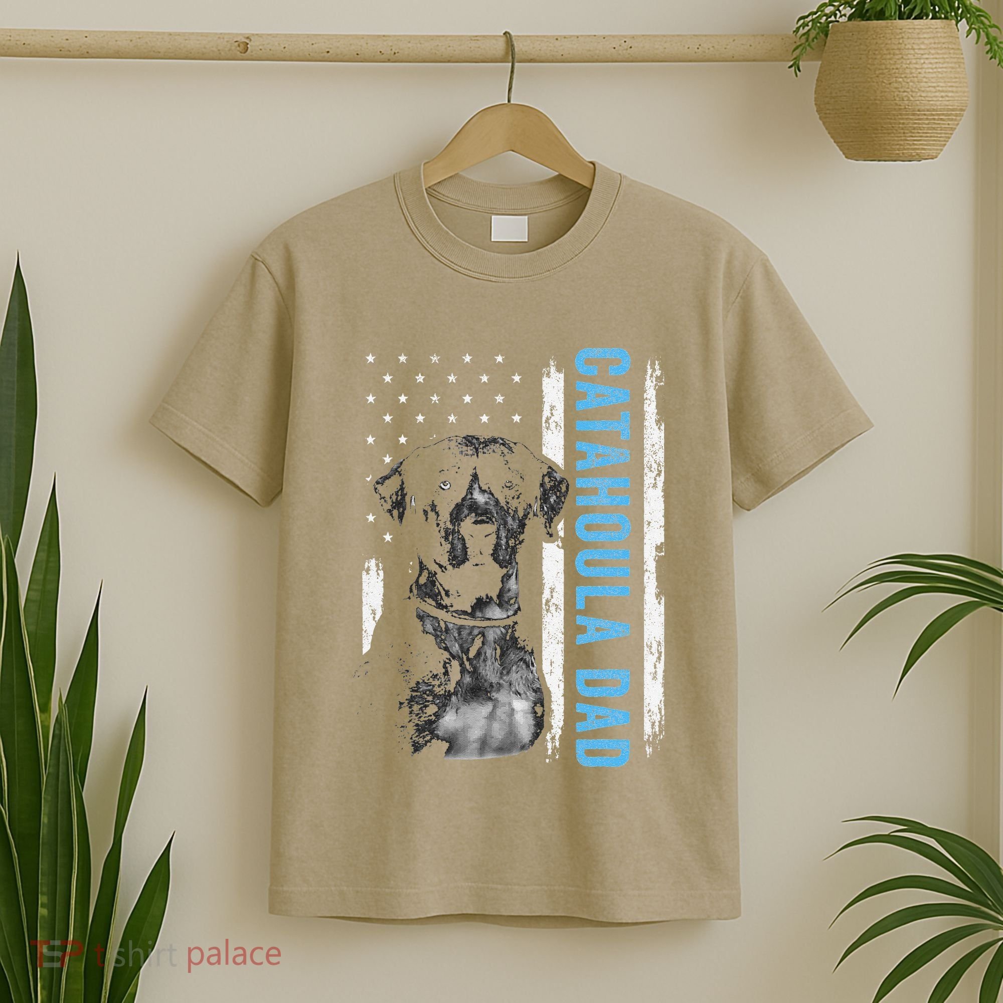 Catahoula Dad Vintage American Flag Dog Dad T-Shirt