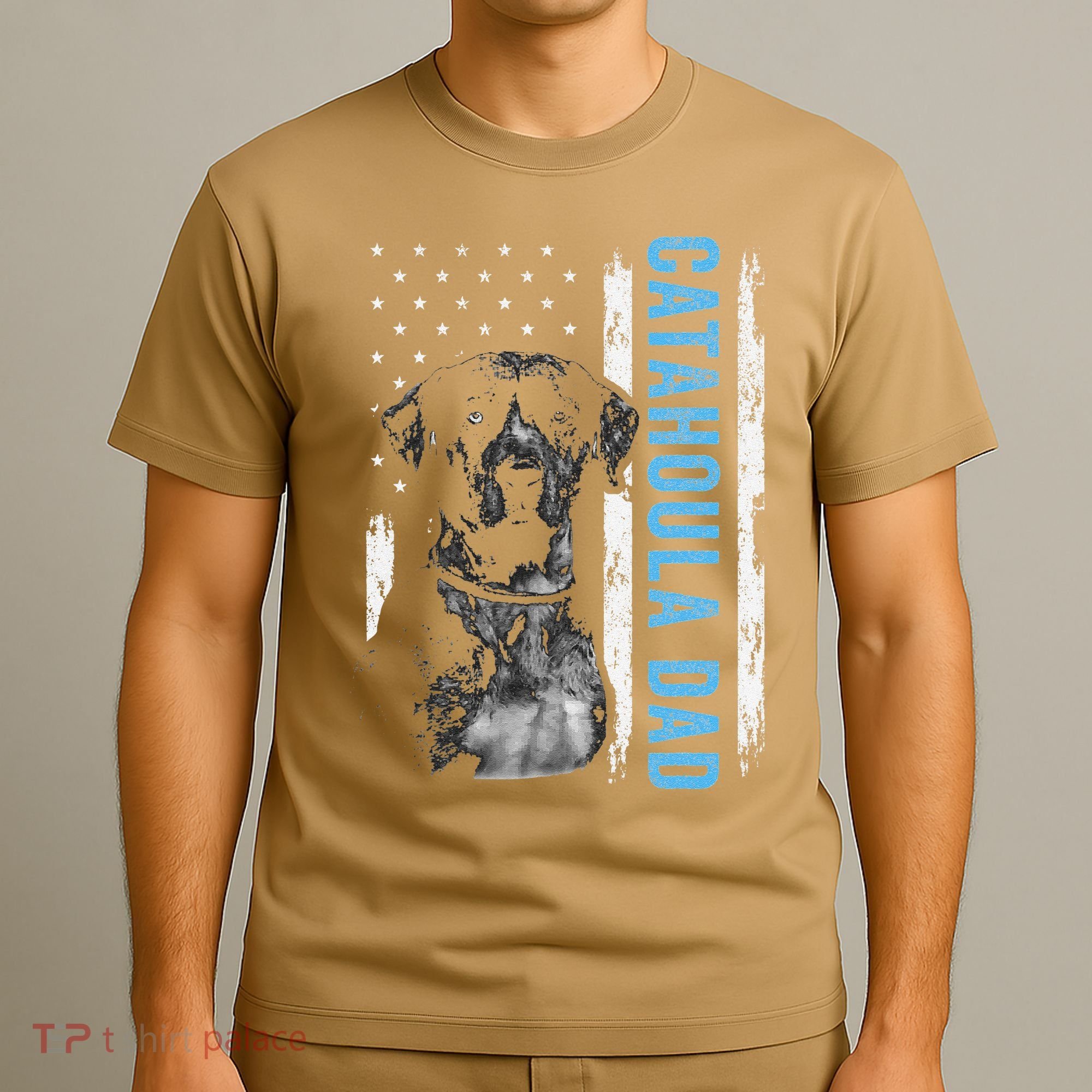Catahoula Dad Vintage American Flag Dog Dad T-Shirt