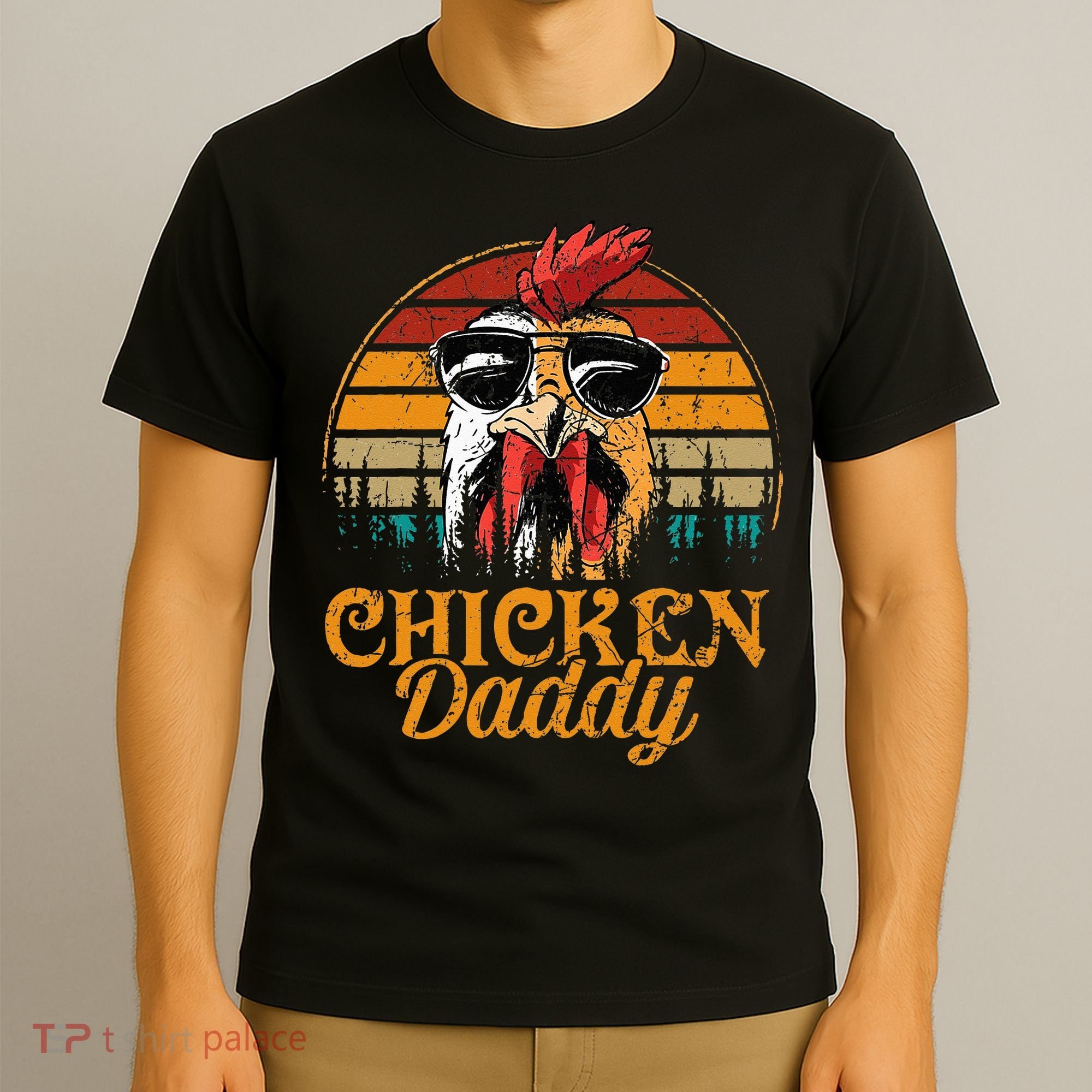 Chicken Daddy Vintage Poultry Farmer Funny Fathers Day T-Shirt