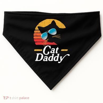 Cat Daddy Vintage 80s Style Cat Retro Sunglasses Distressed TShirt USA-Made Doggie Bandana