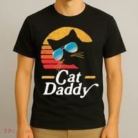 Cat Daddy Vintage 80s Style Cat Retro Sunglasses Distressed TShirt T-Shirt thumb 3