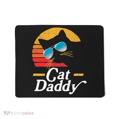 Cat Daddy Vintage 80s Style Cat Retro Sunglasses Distressed TShirt Mousepad