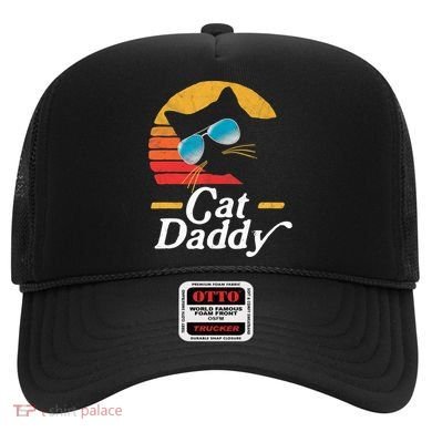 Cat Daddy Vintage 80s Style Cat Retro Sunglasses Distressed TShirt Hat