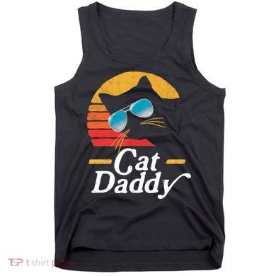 Cat Daddy Vintage 80s Style Cat Retro Sunglasses Distressed TShirt Tank Top