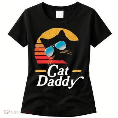 Cat Daddy Vintage 80s Style Cat Retro Sunglasses Distressed TShirt Women's T-Shirt