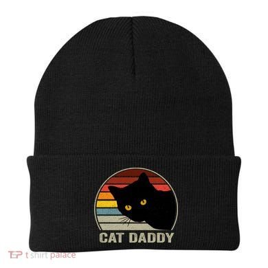 Cat Daddy Vintage Cat 80s Retro Style For Cat Dad Beanie