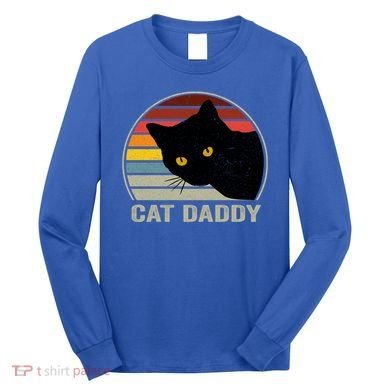 Cat Daddy Vintage Cat 80s Retro Style For Cat Dad Long Sleeve Shirt