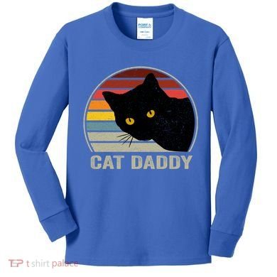 Cat Daddy Vintage Cat 80s Retro Style For Cat Dad Kids Long Sleeve Shirt