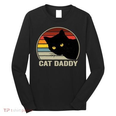 Cat Daddy Vintage Cat 80s Retro Style For Cat Dad Long Sleeve Shirt