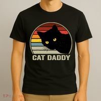 Cat Daddy Vintage Cat 80s Retro Style For Cat Dad T-Shirt thumb 3