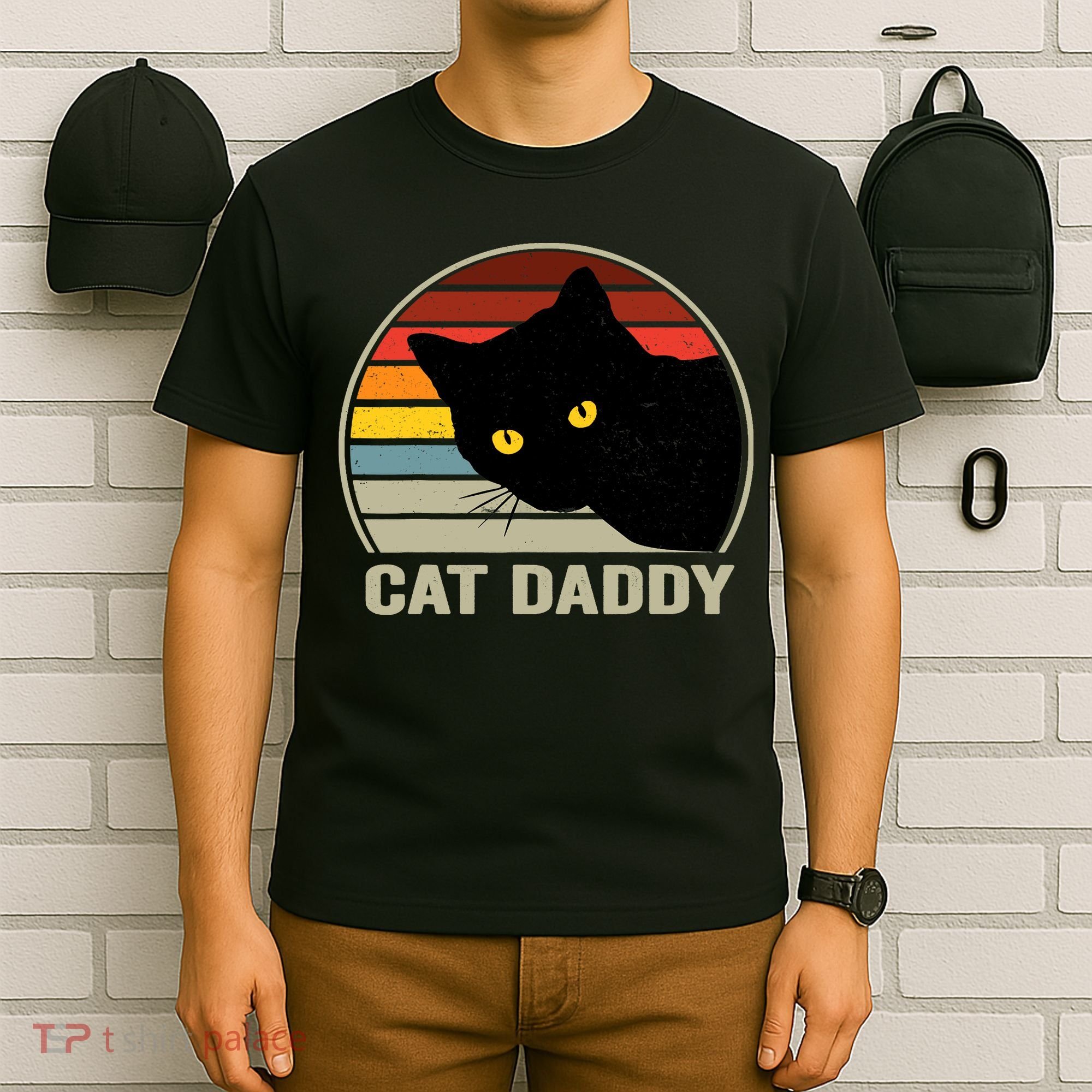 Cat Daddy Vintage Cat 80s Retro Style For Cat Dad T-Shirt