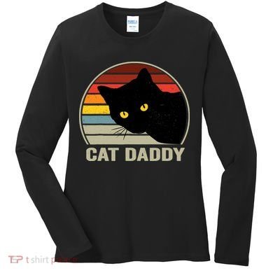 Cat Daddy Vintage Cat 80s Retro Style For Cat Dad Women's Long Sleeve Shirt