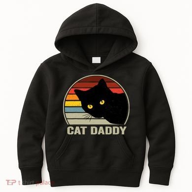 Cat Daddy Vintage Cat 80s Retro Style For Cat Dad Kids Hoodie