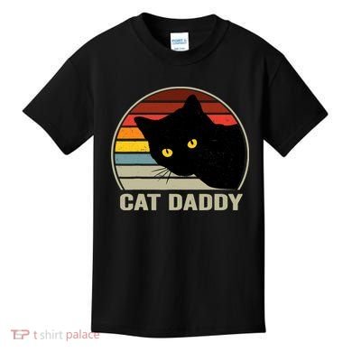 Cat Daddy Vintage Cat 80s Retro Style For Cat Dad Kids T-Shirt