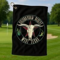 Chihuahuan Desert West Texas Cow Skull Lizard Cactus Star Gift Golf Towel thumb 1