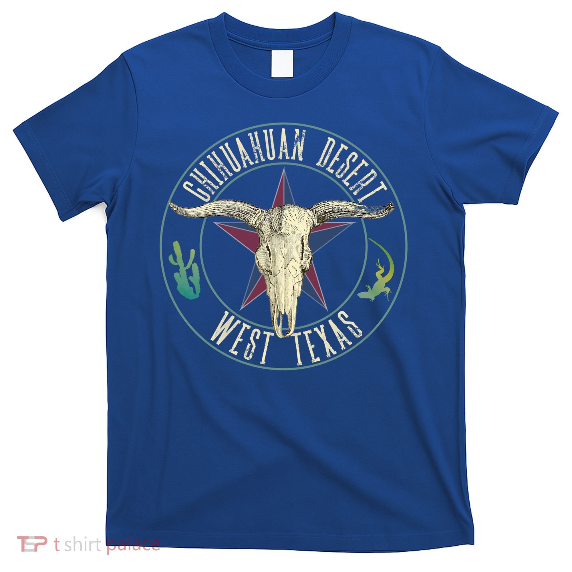 Chihuahuan Desert West Texas Cow Skull Lizard Cactus Star Gift T-Shirt