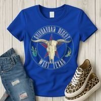 Chihuahuan Desert West Texas Cow Skull Lizard Cactus Star Gift Women's T-Shirt thumb 3