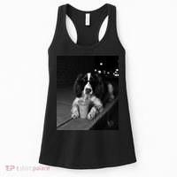 Cool Dog with Sunglasses and Iced Coffee Vibes Women's Tank Top thumb 0