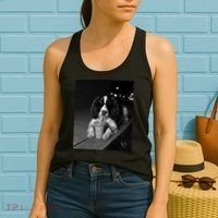 Cool Dog with Sunglasses and Iced Coffee Vibes Women's Tank Top thumb 2