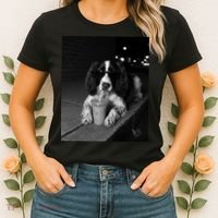 Cool Dog with Sunglasses and Iced Coffee Vibes Women's T-Shirt thumb 2